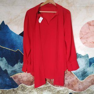 NWT Red Ann Taylor Blouse with Neck Tie Size M
